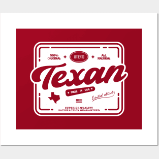 Authentic Texan Cool Vintage Label Print Texas Resident Gift Posters and Art